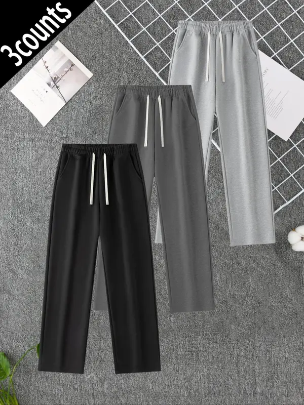 Men's Solid Drawstring Waist Sweatpants, Casual Comfy Breathable Jogger Pants for Daily Wear, Men's Trousers for All Seasons, Beige 1