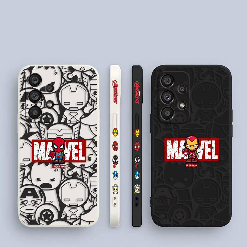 Ốp Điện Thoại Silicon Lỏng In Hình Bên Hero Marvel Truyện Tranh Người Nhện Và Người Sắt, Dành Cho Samsung Galaxy A90, A80, A73, A72, A71, A70, A54, A53, A52, A50, A42, A34, A33, A32, A31, A30, A24, A23, A22, A21, A20 S, 5G