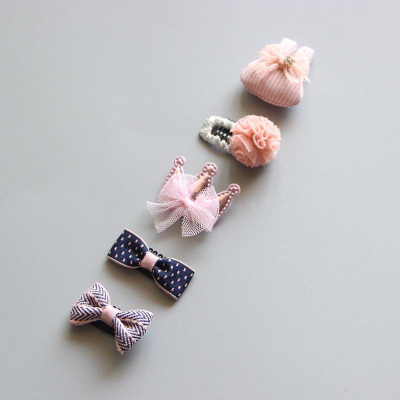Product Introduction of Korean hand-made baby hairpin edge clip Baby hair clip Children's headdress hairpin Princess hairpin five-piece set 14