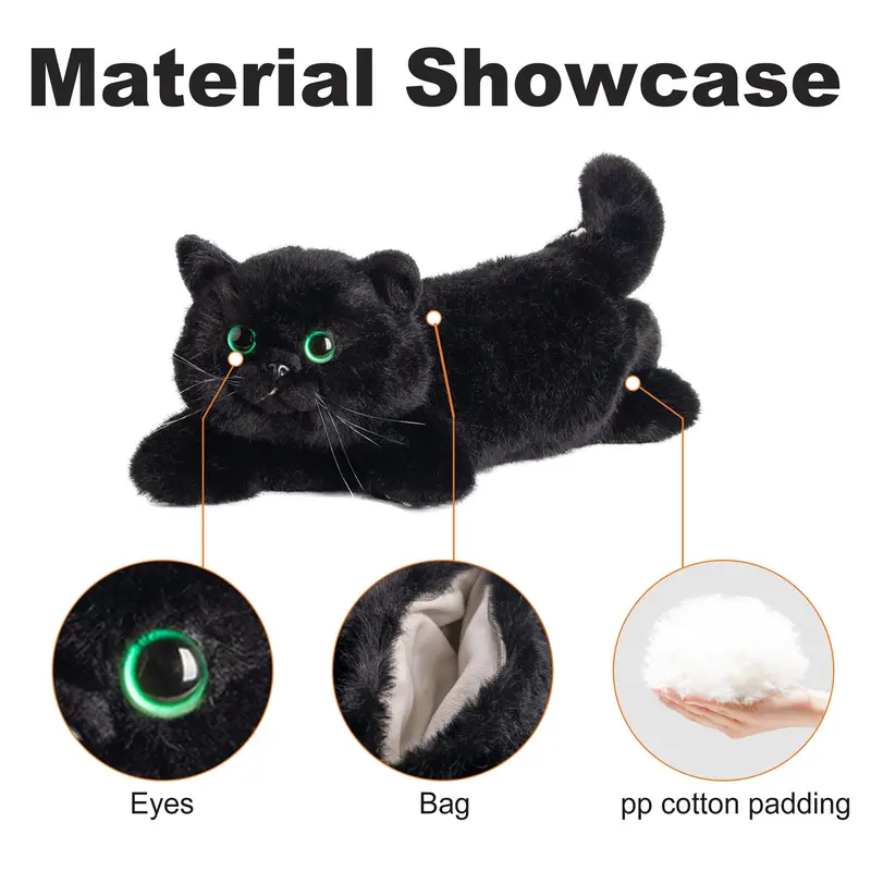 Black Cat Plush Toy, 1 Count Cute Cat Shaped Shoulder Bag, Realistic Plush Funny Cat Bag, Gift for Women and Kids 7