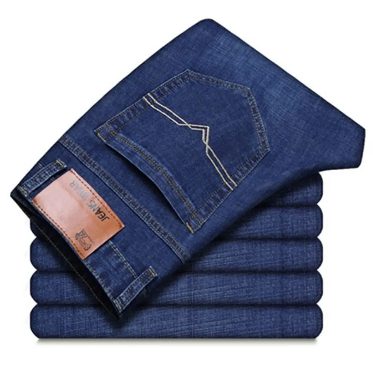 Quần Dài Jean Co Giãn, Dành Cho Nam Giới, Dáng Rộng Vừa Vặn, Quần Dễ Phối Đồ Quần Dài Ngoại Cỡ, Thẳng, Thích Hợp Cho Công Việc Và Trang Phục Thường Ngày