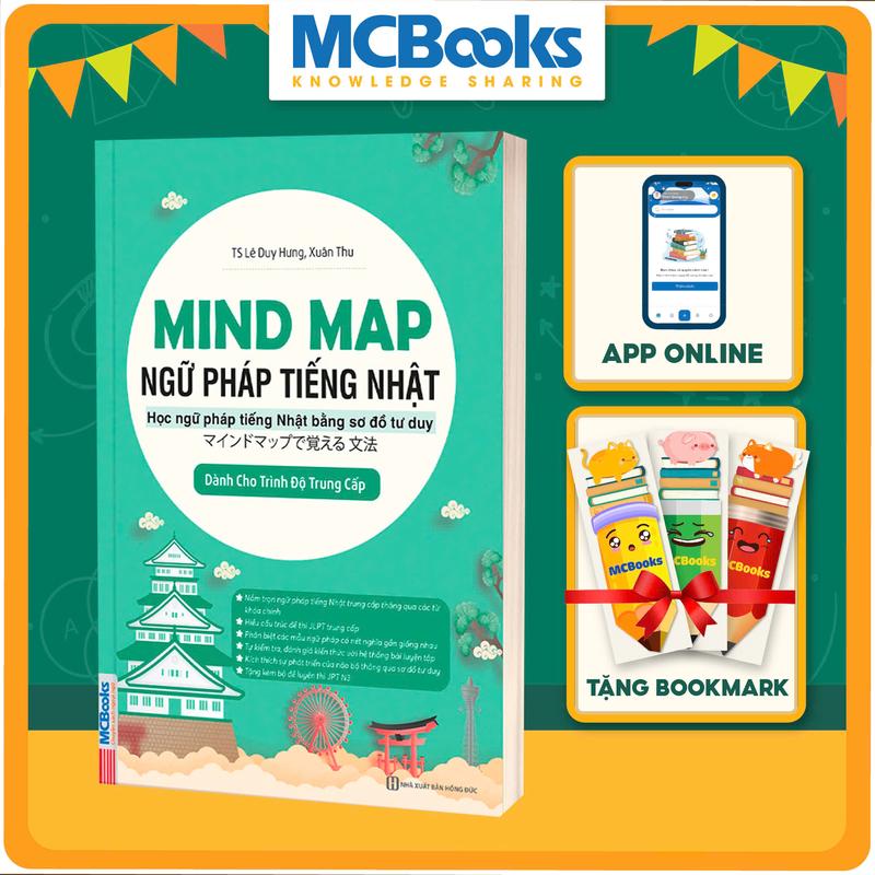 Sách - Mind Map Ngữ Pháp Tiếng Nhật – Học Ngữ Pháp Tiếng Nhật Qua Sơ Đồ Tư Duy – Dành Cho Trình Độ Trung Cấp - tặng Bookmark Mcbooks