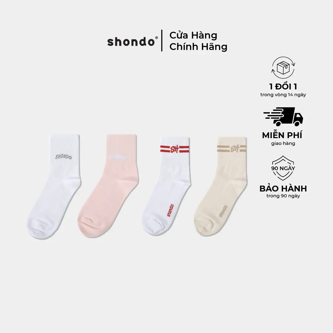 Vớ Ngắn Nam Nữ Chữ Shondo Chất Vải Thun Cotton In Logo 3D, Nhẹ Nhàng, Thoải Mái, Năng Động  [VOSCL00 - VOSCL07 - VOSCL25 -  VOSCL70]