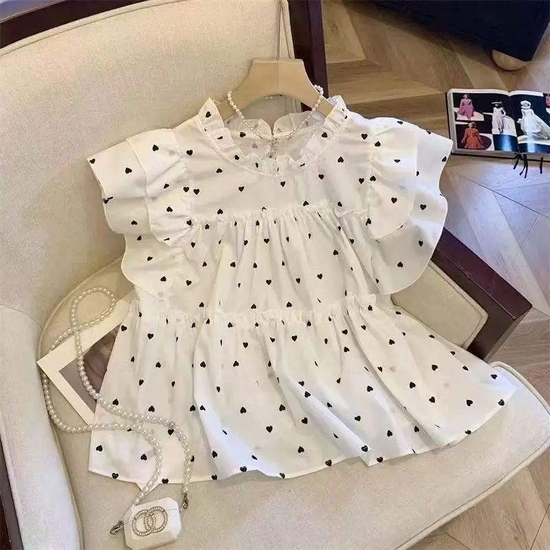 Gaun Ruffle, Rekaan Gadis Comel, Gaya Baju Perancis, Ruffle Tepi Niche, Longgar Sesuai untuk Musim Panas Wanita, Lengan Terbang Kecil, Baju Fesyen, Rekaan Gaya Korea, Tersedia dalam Saiz S-2XL Dress Casual