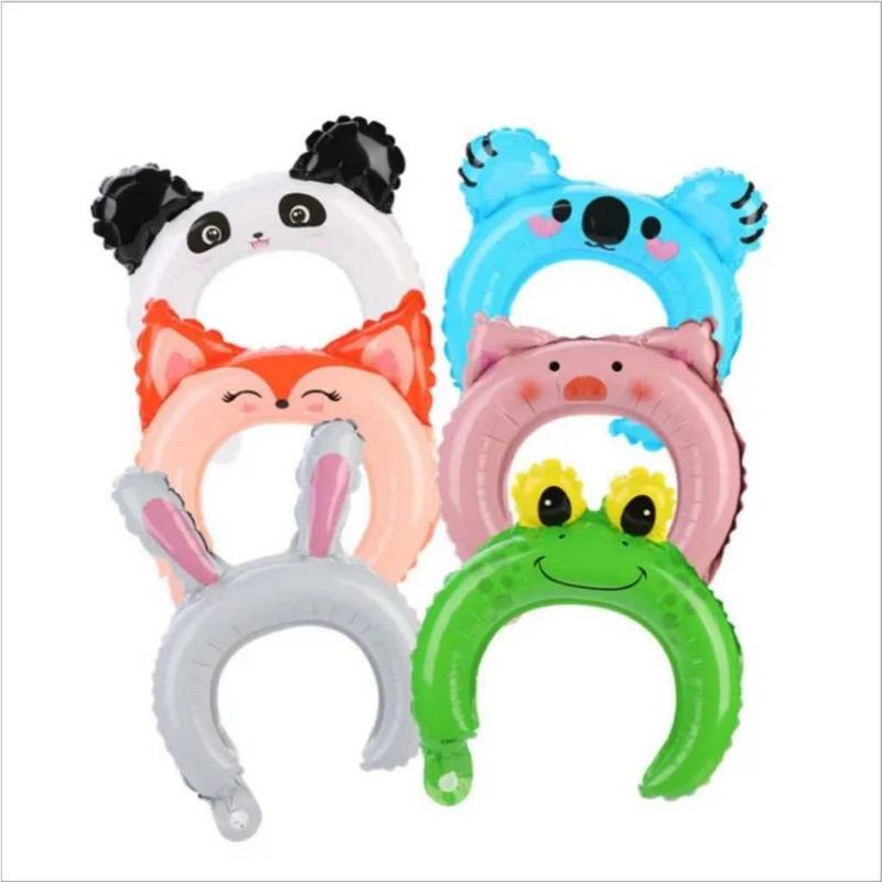 Isi 12 Pcs Balon Bando Kepala Untuk Ulang tahun Balon foil karakter Hewan Hiasan Kepala Astronot Mobil Pesawat Random balloon Plastik 3