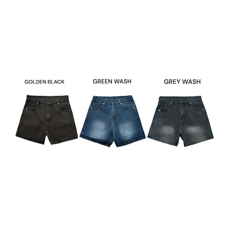 QUẦN SHORT JEAN TRƠN - BA MÀU WASH - ĐỊNH LƯỢNG VẢI 360GSM Nam