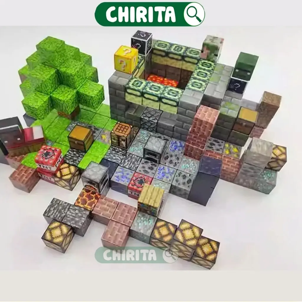 Magnetic  Đồ chơi xếp hình nam châm mạnh mẽ cho trẻ em, bộ khối Minecraft hoàn chỉnh đồ chơi lắp ráp giáo dục cho bé trai và bé gái.