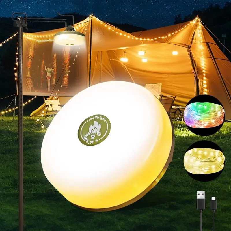 4 in 1 Outdoor String Light, Waterproof LED String Light with 8 Modes, LED Decorative Light for Awn Tent Yard Garden Hiking Travel