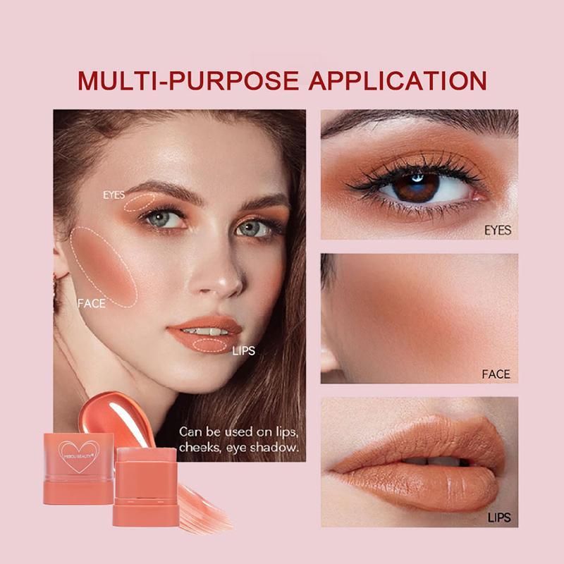 Long Lasting Blush Stick, Waterproof Natural Blush for Cheeks, Eyes and Lips, Moisturizing Blush Stick, Makeup Tool for Women & Girls 2
