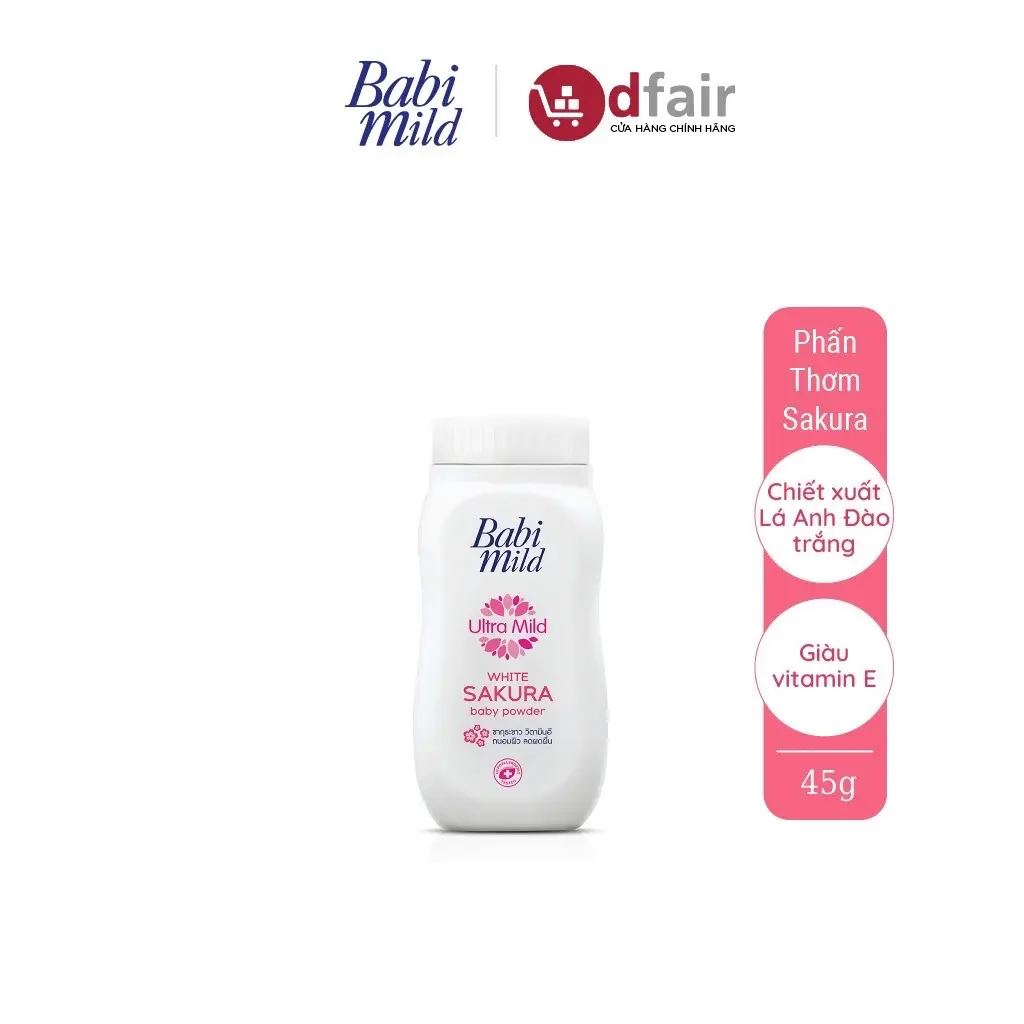 Phấn Thơm Cho Bé Babi Mild White Sakura Chai 45g