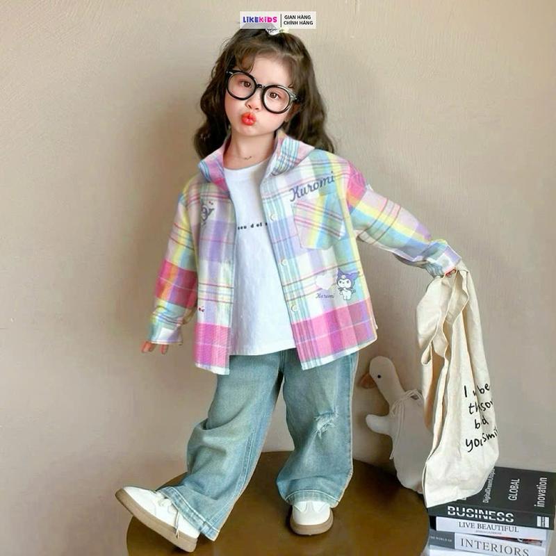 Áo KHOÁC SƠ MI cho bé gái hoạ tiết CARO T71 - LikeKids