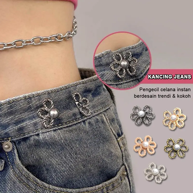 Kancing Jeans Kait Instan Kancing Jeans Adjustable Pengecil Pinggang Celana Jeans Ajaib
