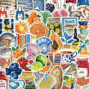 Pegatinas con temática de comida, 50 piezas por set, papel decorativo autoadhesivo impermeable, calcomanía decorativa para tarjetas de felicitación, botellas de agua, laptops y teléfonos, fundas