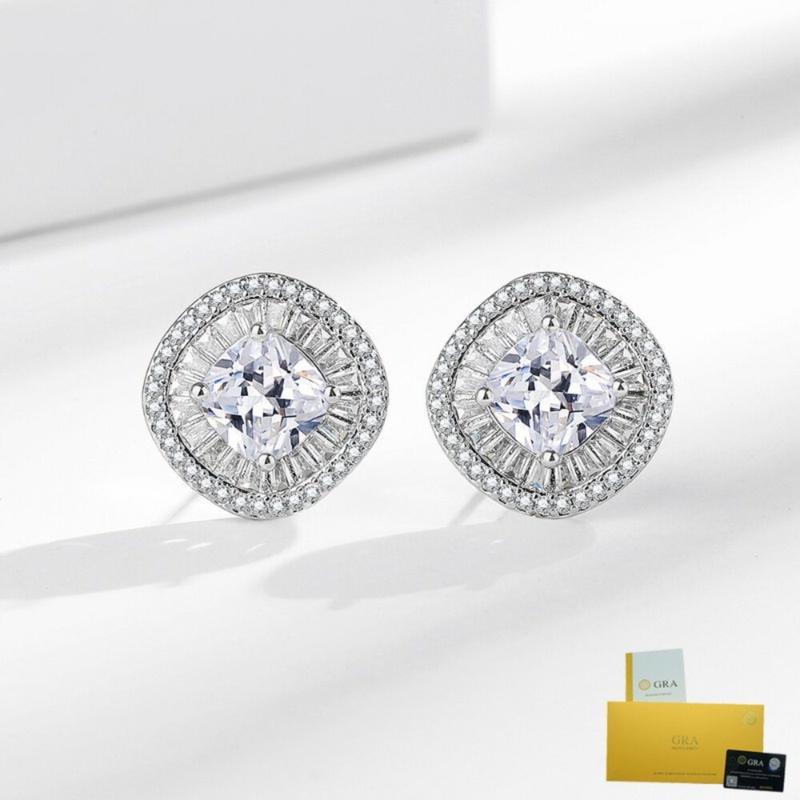 Product Introduction of [with Gra Certificate]  New Arrival Hot Sale Fashion Square High-Grade Moissanite Stud Earrings 13