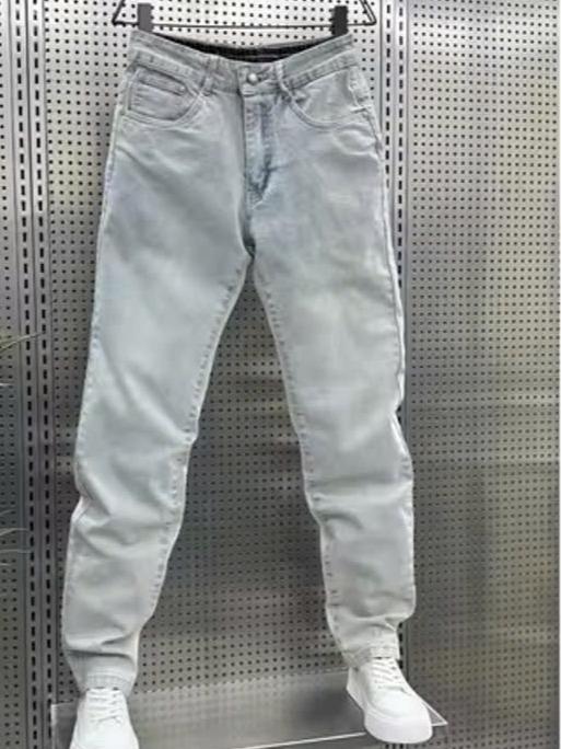 Quần jean dài nam màu xanh retro wash nhạt trơn chất bò co dãn nhẹ QE60 kiểu dáng skinny mới Menswear Pants TCS Trùm Chuyên Sỉ