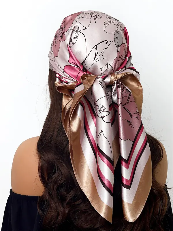 Floral Print Head Scarf, Fashionable Soft Comfortable Shawl for Daily Wear, Casual Versatile Scarf for Women & Men 4
