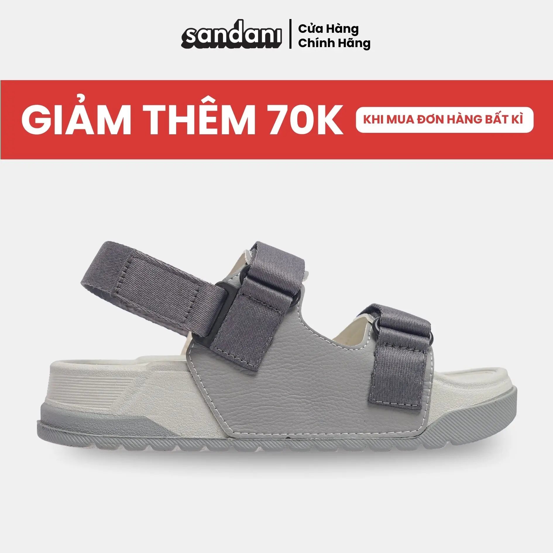 Giày Sandal Nữ Quai Ngang Đế Êm Chống Trơn, Dây Dù, Màu Ghi Size 36-40 - Sandani Quai Hậu depnuhottrend DéP Shoes