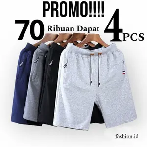 promo 4 pcs celana pendek pria wanita dewasa santai baby terry saku resleting jumbo