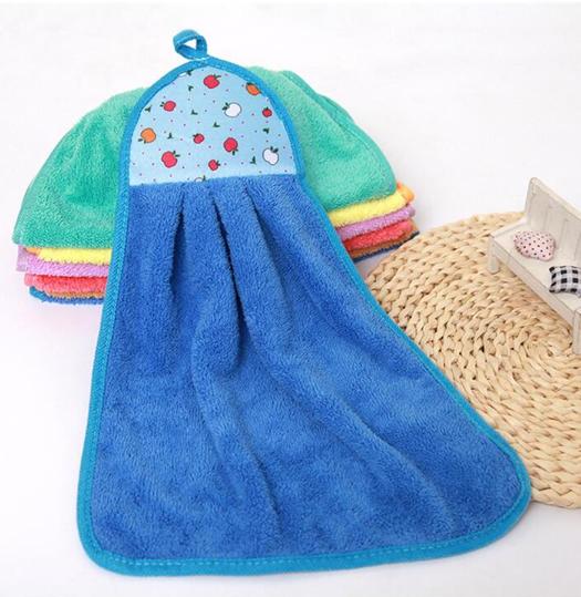 Khăn Lau Tay Có Móc Treo Dùng Trong Nhà Bếp, Khăn Lau Tay Bếp Vải Cotton GIAO MÀU NGẪU NHIÊN