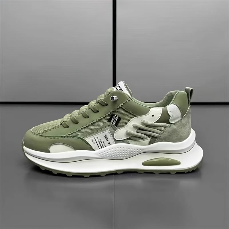 Product Introduction of Men's Fashion Sneakers, Casual Sports Shoes, Thick Sole Height Increase, Breathable Versatile Trendy Running Shoes, PU Fabric, Low Top, Round Toe, Lace-Up Closure, for Camping, Sports,, All Seasons 2