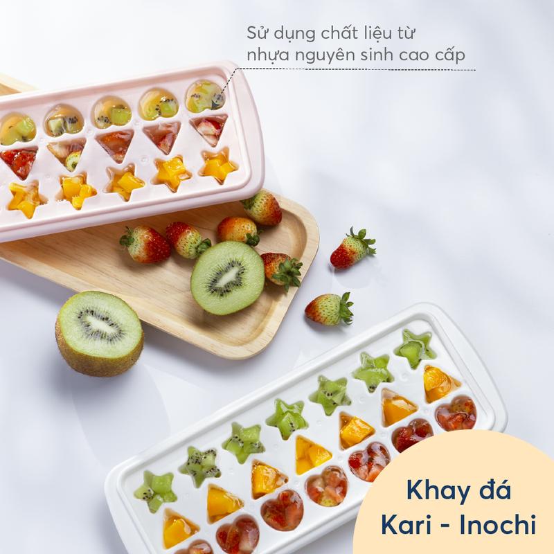 Khay đá Inochi - Kari (Gồm Nắp và Hộp) tiện lợi, cao cấp, dễ dàng lấy đá - làm đá, kem