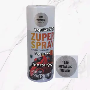 Pilok Cat zuper silver metalik metalic silver 1580 150cc Glossy Mengkilap Spray paint