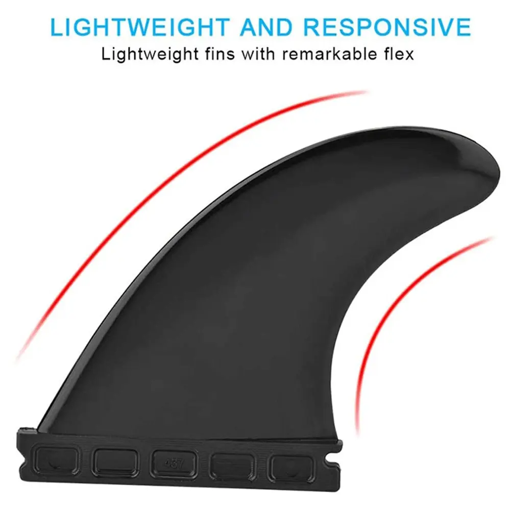 Paddle Board Tail Rudder 437 Fins Set - Middle & Side Fins for Stand Up Paddle Board & Surfboard - High Quality Nylon Plastic with 30% Glass Fiber - Flexible & Stable Three-Fin Design for Water Sports