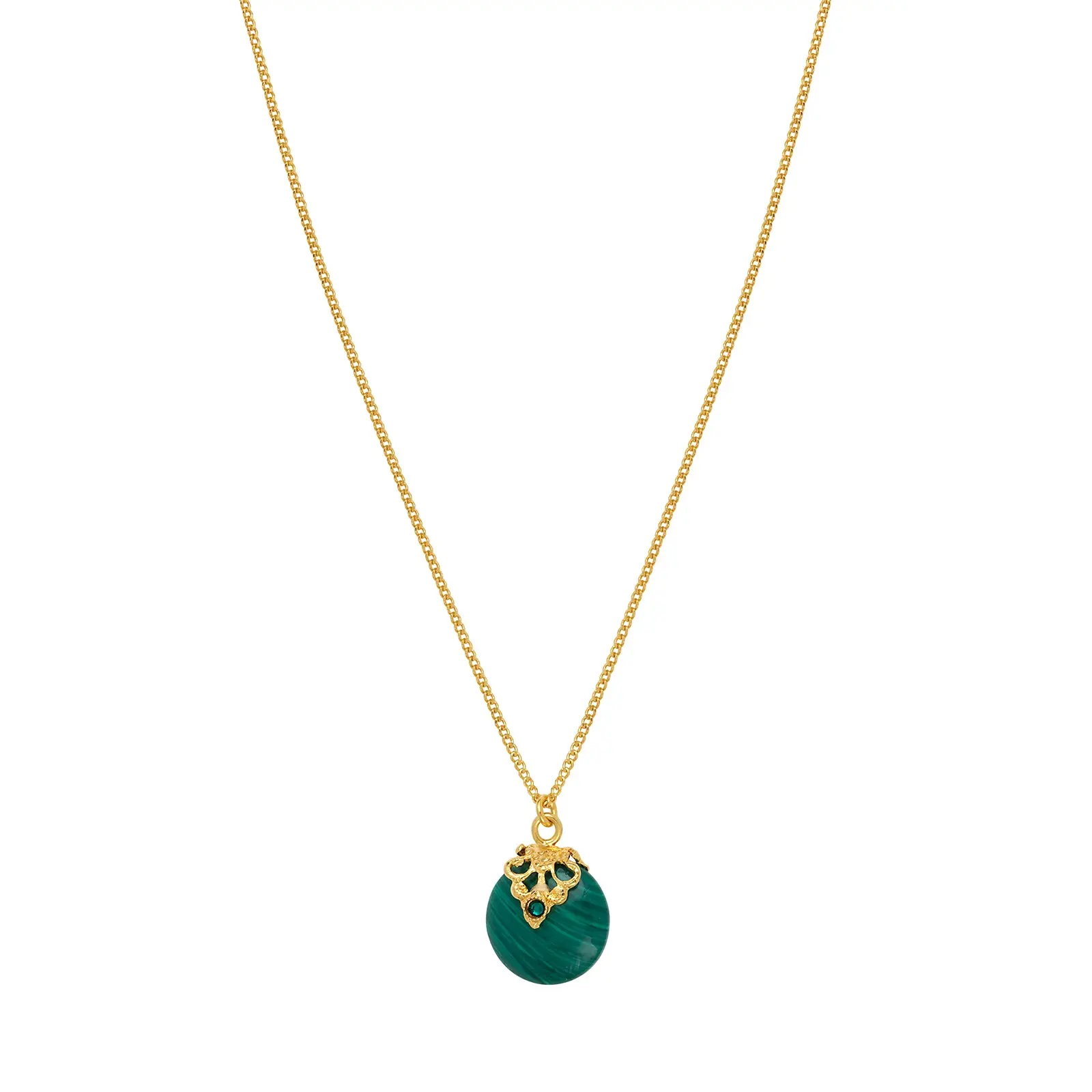 Satellite Paris Positano Malachite-effect Stone & Delicate Crystal Adjustable Pendant Necklace in Green