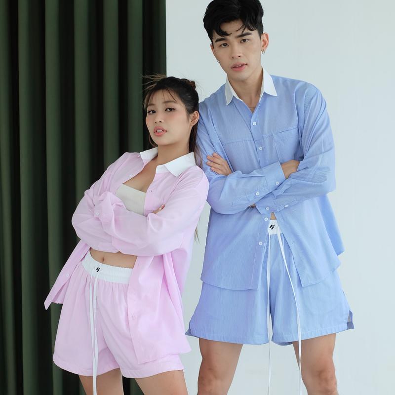 SET SƠMI KẺ SỌC BEST SELLER | POPLIN SET DÀNH CHO CẢ NAM NỮ Menswear Áo Kate 0