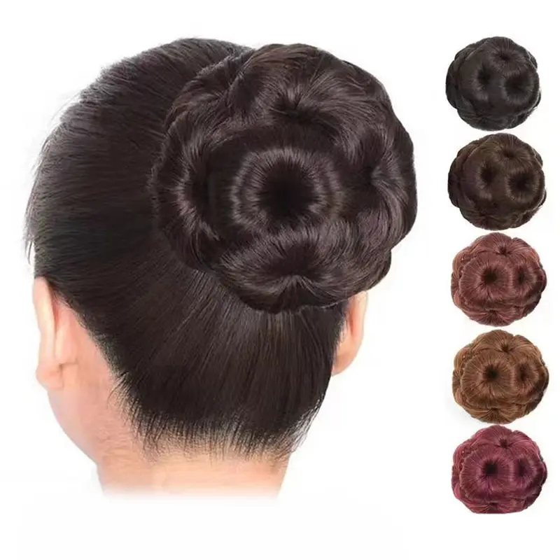 Búi Tóc Tóc Tổng Hợp, Tóc Giả Nụ Chín Bông Hoa, Kẹp Tóc Túi Cho Nữ, Kẹp Tóc Càng Cua Tóc Đuôi Ngựa, Sống Động Như Thật, Dụng Cụ Tạo Kiểu