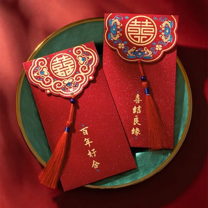 Sét 10 Bao Lì Xì Đỏ Mừng Năm Mới Phong Cách Sang Trọng, Phù Hợp Cho Ngày Tết, ngày Cưới /Quà Tặng 3