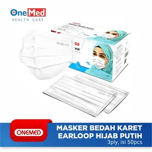 Masker Jilbab Putih OneMed box 50pcs