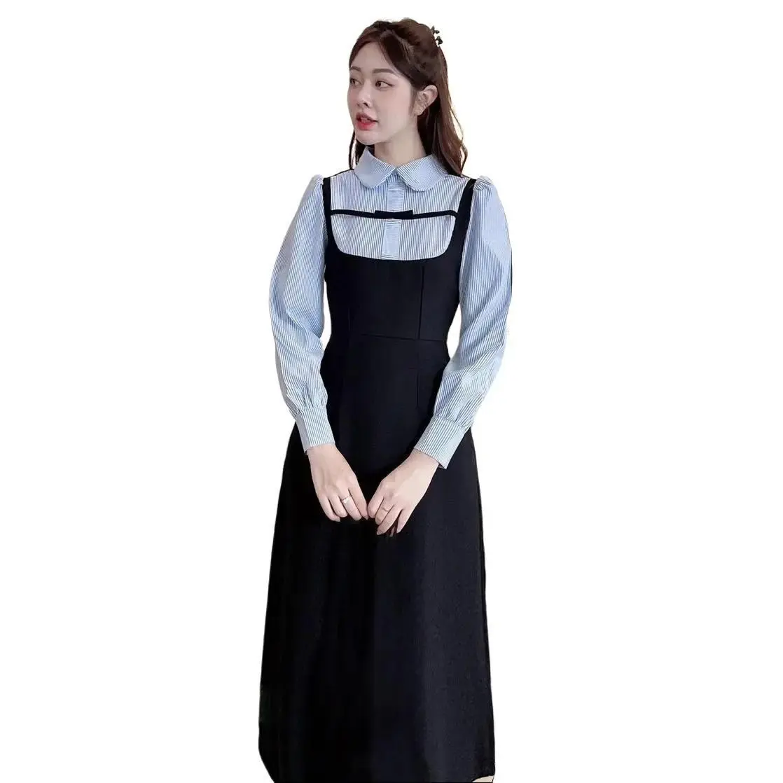 ĐẦM VÁY CỔ SEN CỔ CAO (dáng dài)( dáng ngắn) TIỂU THƯ TAY PHỒNG DÀI PHỐI NƠ DÁNG CHỮ A chất tuyết mưa phù hợp đi làm đi chơi, dự tiệc Nữ Women Dress Đen Đỏ Voi