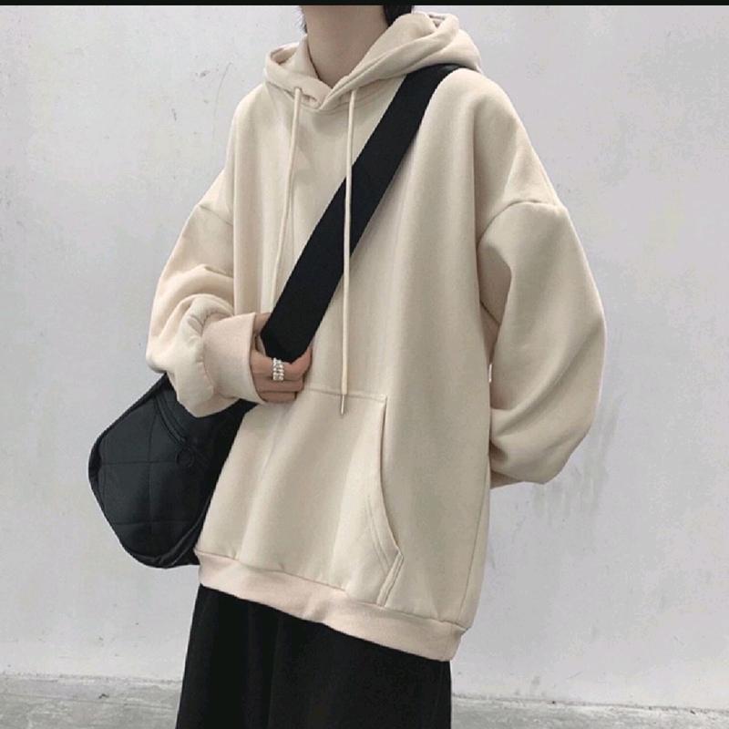 áo hoodie nỉ nam  nữ trơn form rộng  túi mũ  Menswear 2