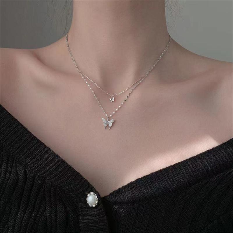 Vòng Cổ Mặt Dây Chuyền Mặt Bướm, Thiết Kế Đôi, Thời Trang Nữ, Độc Đáo, Thích Hợp Cho Bé Gái, Vòng Cổ Dây Chuyền Xương Đòn 4