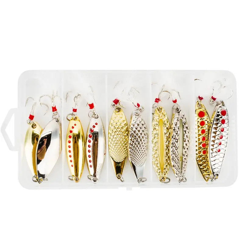 Fishing Lure, 5/10pcs Metal Casting Lure, Slow Jig Luminous Spinner Swim Bait, Hard Artificial Bait Sequin Fishing Lure, Fishing Accessories 0