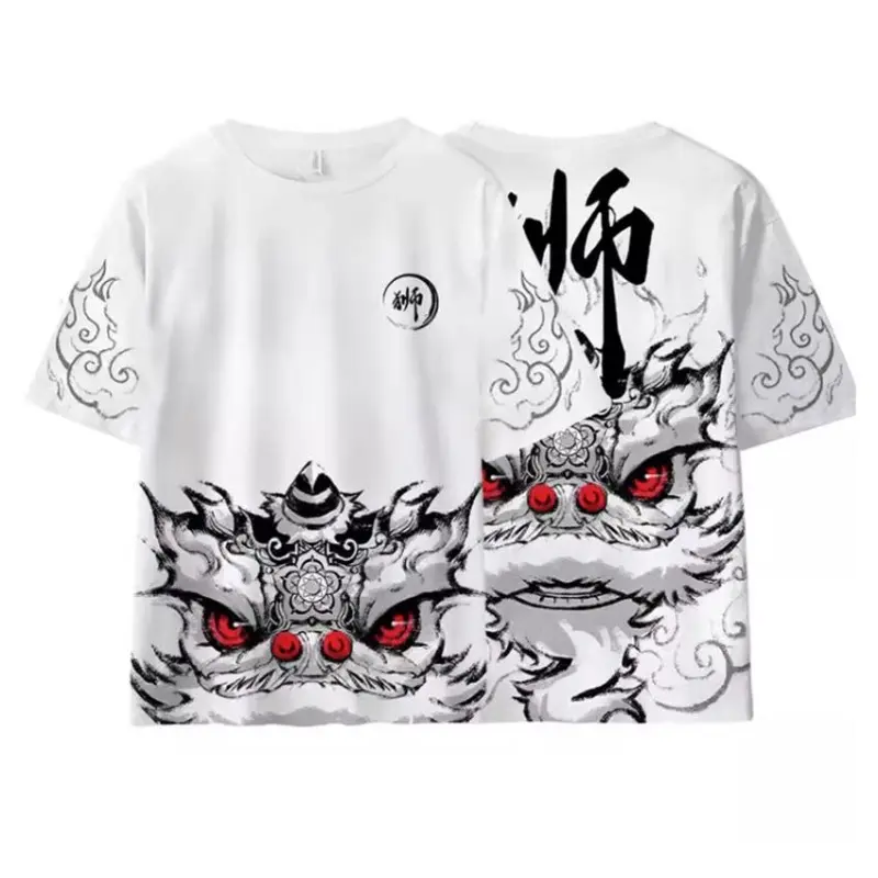 Fashion Male Lion Dance Lion King Tide Brand 3D Printed Short-sleeved Summer T-shirt Menswear Top