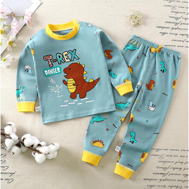 2PCS Cotton Boys Cheap Sleepwear Suit Girls Pajamas Long Sleeve Blouse Tops + Pants Children Clothing Autumn Baby Kids Pajamas Sets Fits 0 1 2 3 4 5 Years Olds 4