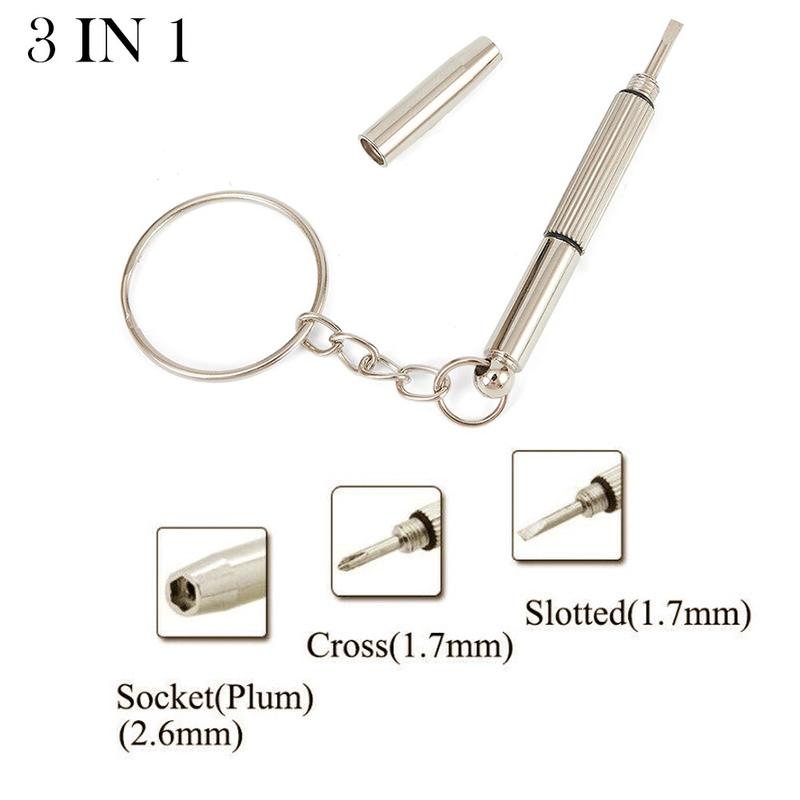Móc chìa khóa tuốc nơ vít 3in1, Mini, Dụng cụ Slotted nhỏ Phillips Hex, để sửa chữa kính và đồng Đồng Hồ Dụng cụ cầm tay Cầm Tay 2