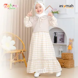 Asymah Dress Anak Motif Kotak-Kotak Cantik Mix Knit Premium Zahra V.2 Series