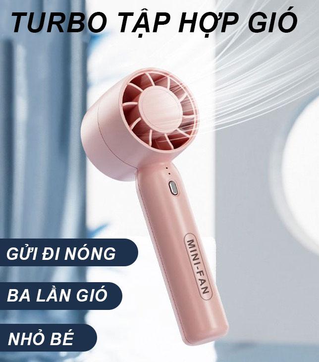 Quạt cầm tay mini quạt ba tầng quạt cầm tay đế nhỏ gọn phụ kiện sạc USB có thể dùng làm giá đỡ điện thoại di động... 0