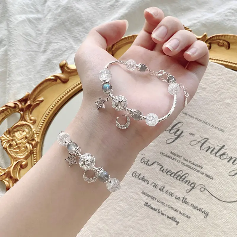 Product Introduction of Vòng Tay Sông Ngôi Sao, Thiết Kế Sáng Tạo, Vòng Tay Ngôi Sao Ngọt Ngào Và Mặt Trăng, Đính Cườm Đá Ánh Trăng 1