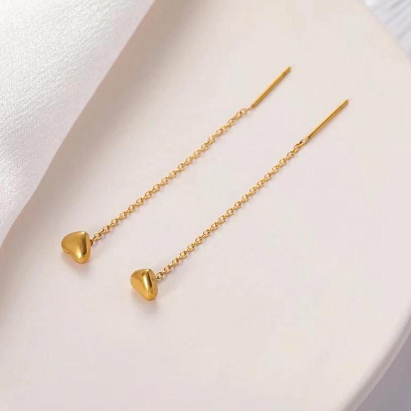 Product Introduction of 1Pair Heart Earrings Ins Temperament Long Heart-shaped Earrings Tassel K8Y8 30