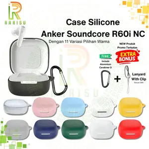 Case Casing Cover Silicone Kompatibel Untuk Anker Soundcore R60i NC/R60INC D1202  Casing silikon + Carabiner + Tali Lanyard With Clip