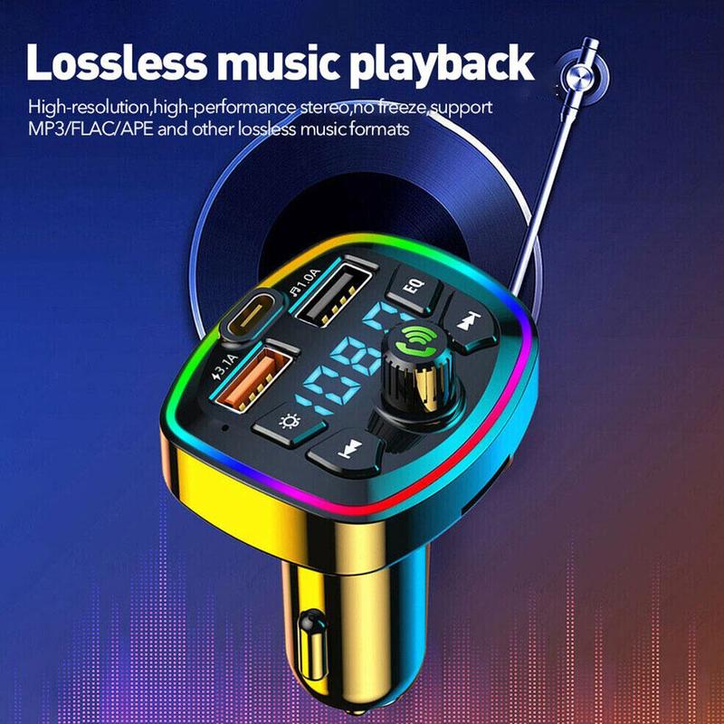 Product Introduction of Car Hands-Free Bluetooth-compaitable 5.0 FM Transmitter Car Charger USB Audio Kit Receiver J5N2 36