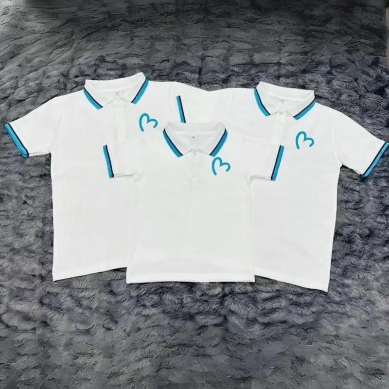 Áo thun có cổ polo đồng phục gia đình phối sọc họa tiết trái tim chất thun cá sấu co dãn 4 chiều, thoáng mát, hạn chế nhăn 3