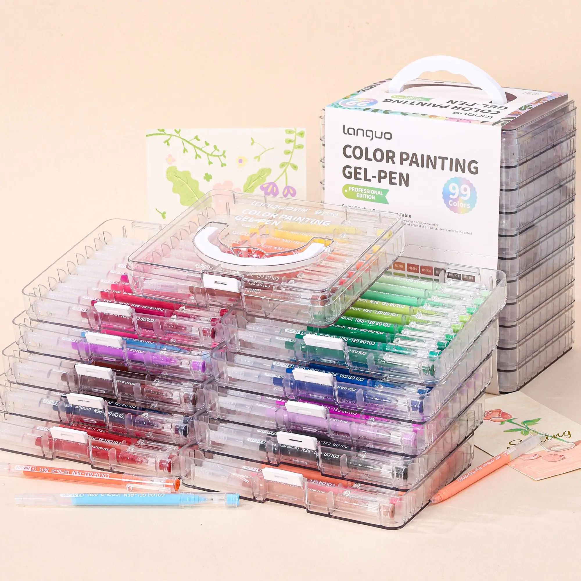 45/72/99 Colors Gel Pen Set, 1 Set Gel Pen with Storage Box, Large Capacity Ink Pen, Coloring Markers, Art Supplies for Diary, Card, DIY