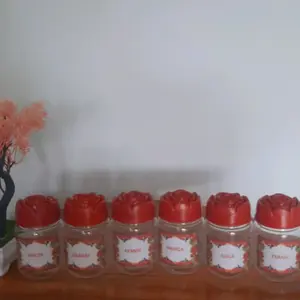 Toples bumbu dapur 200 ml tutup mawar merah