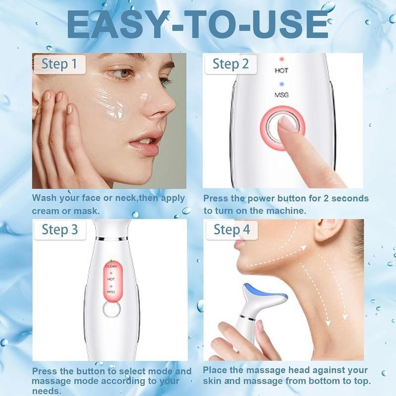 Portable 7 Color Facial & Neck Face Massager, 1 Box Vibrating Neck and Face Massager Tools, Electric Facial Skin Care Tool for Women 8