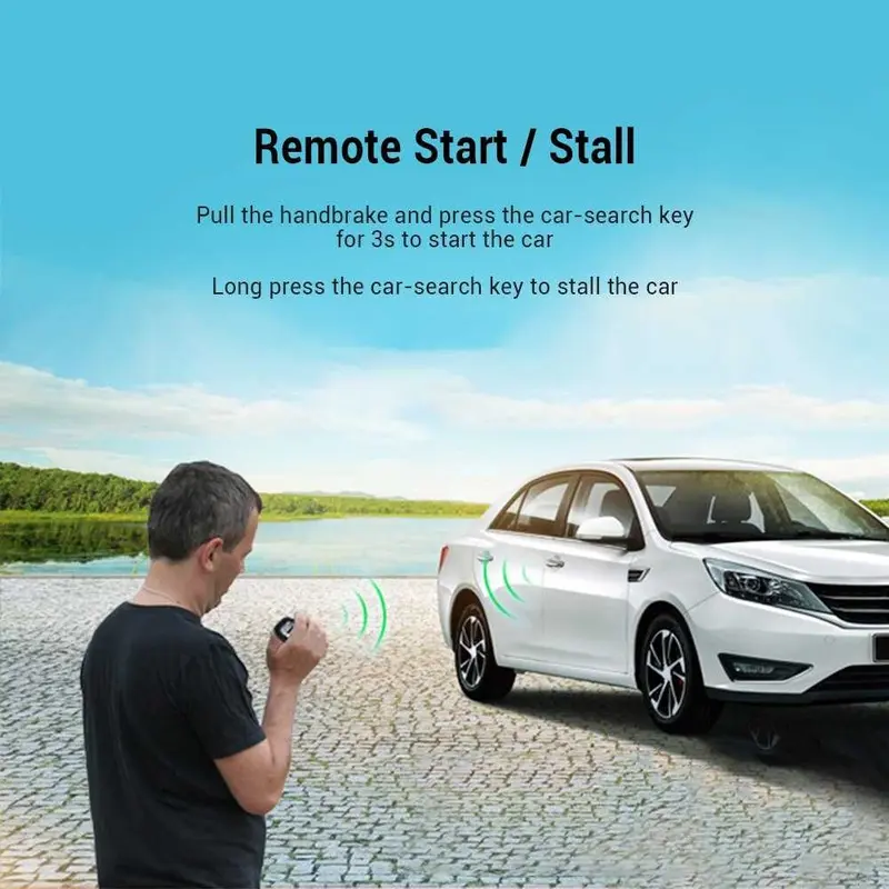 Car Keyless Entry Engine Start Alarm System Push Button Remote Starter Stop Alarm Anti Theft with Remote Control Kabel Kendaraan Kabel Kendaraan 3